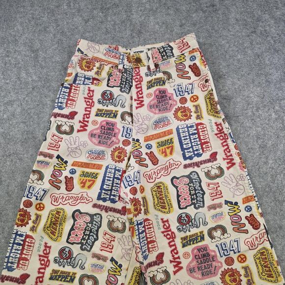 Wrangler x Free People‎ Jeans Womens 24 Wide Barrel Graphic Print High Rise Leg - Picture 4 of 16